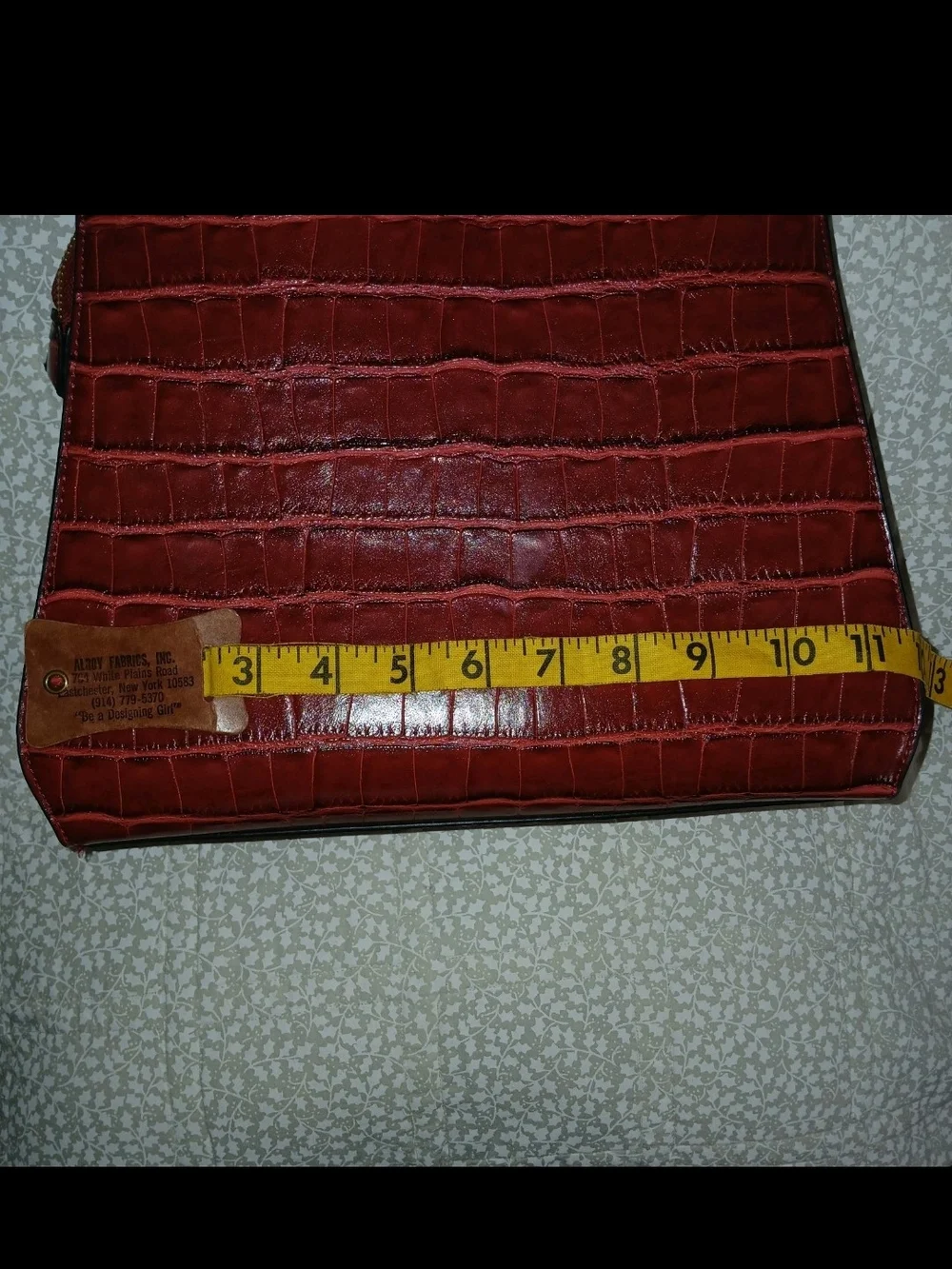Imoshion Red Croc-Embossed Vegan Leather Tortoise Shell Circle-Handle Satchel